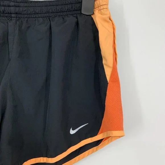 Nike Running Shorts Black Orange Dri Fit Lined Mesh Drawstring - Picture 3 of 8